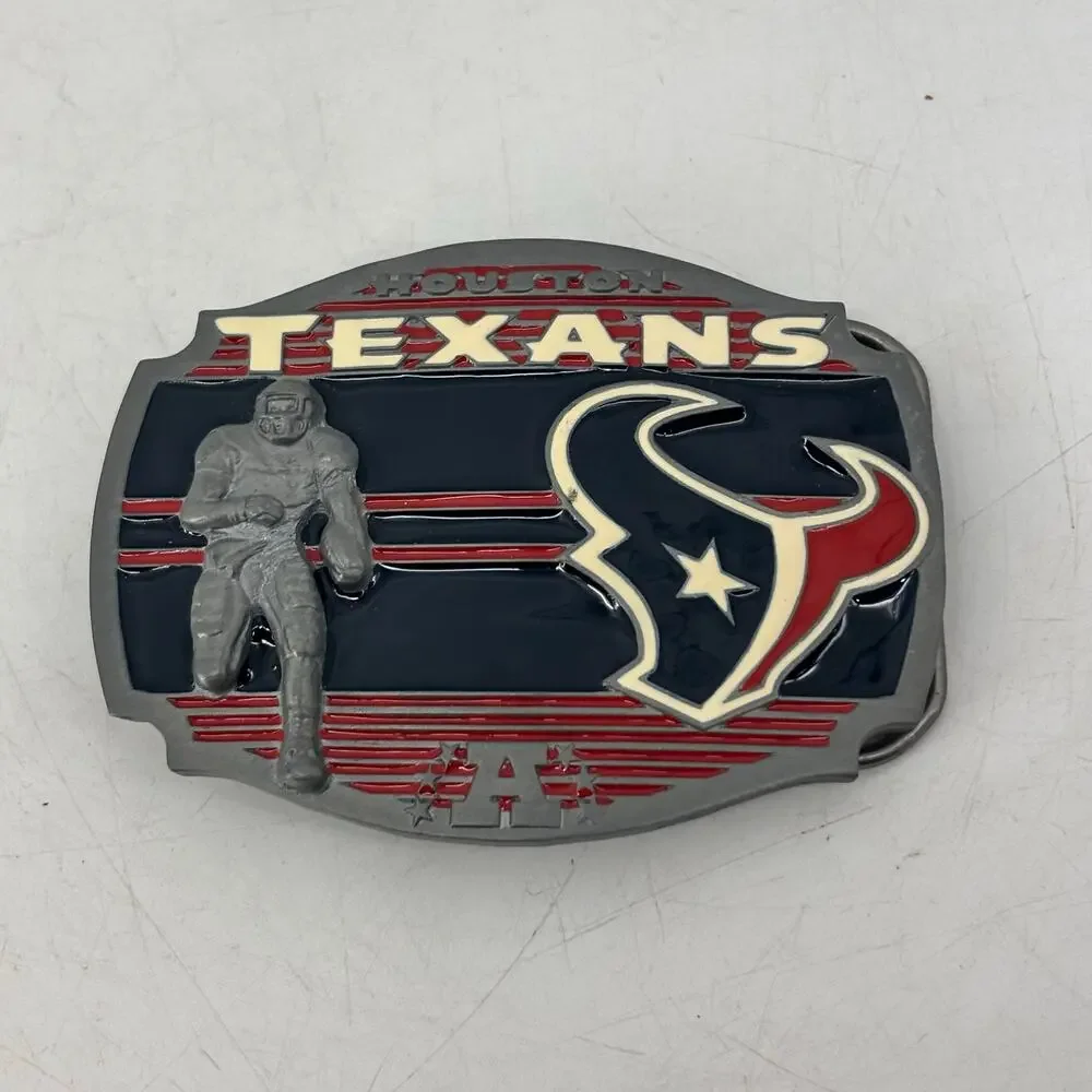 Houston Texans Belt Buckle Pewter Enamel 2008 Football Red White Blue